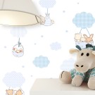 Kindertapete Blau Wolken Bär Tiere